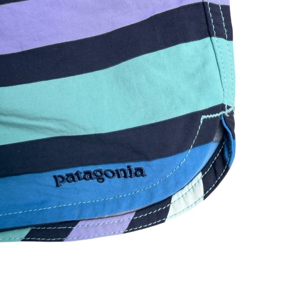 Patagonia Women’s Size 6 Striped Board Shorts Blue Purple Surf Swim Beach - Picture 5 of 11